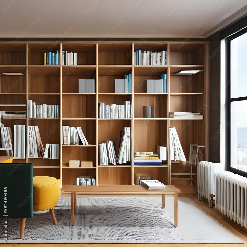 Fototapeta premium Room with a Bookcase84, Generative AI