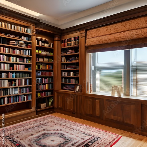 Room with a Bookcase304, Generative AI © Ai.Art.Creations