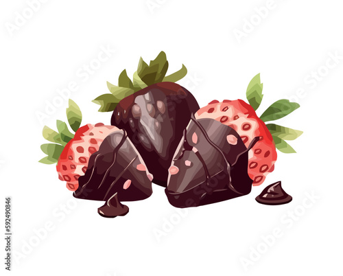 Ripe strawberry chocolate dipped
