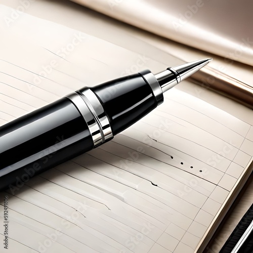 A black and silver fountain pen with a fine point nib