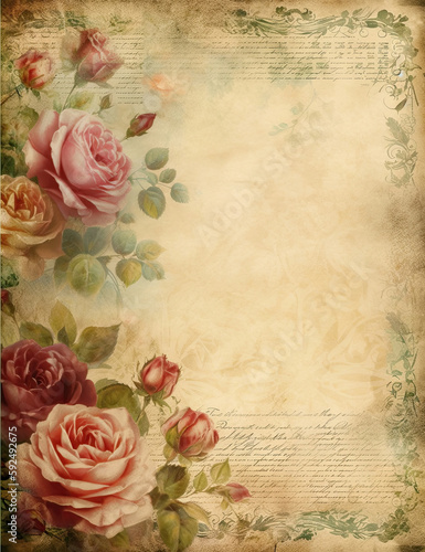 Flower Stationary  Rose Design  Wedding Invitations  Stationary Design. Generative AI