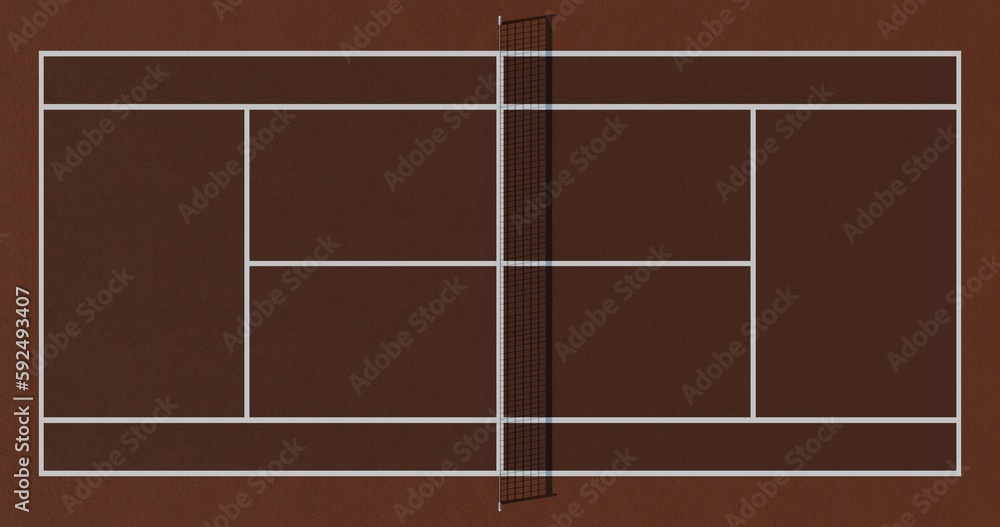 Tennis court floor with lines on a brown clay background Tennis court floor with lines on a brown clay background