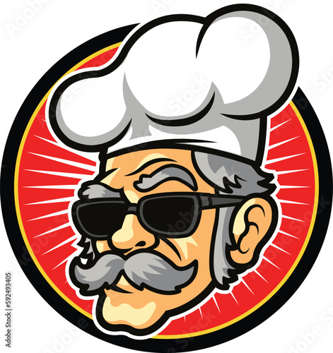 Papa Old Man Chef Head Logo