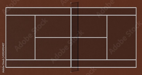 Tennis court floor  with lines on a brown clay background © PolyPlex