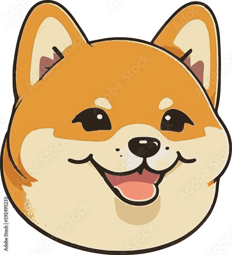 Cute Chubby Shiba Inu Puppy Dog Face Character Illustration Vector Cartoon Animation Generative AI