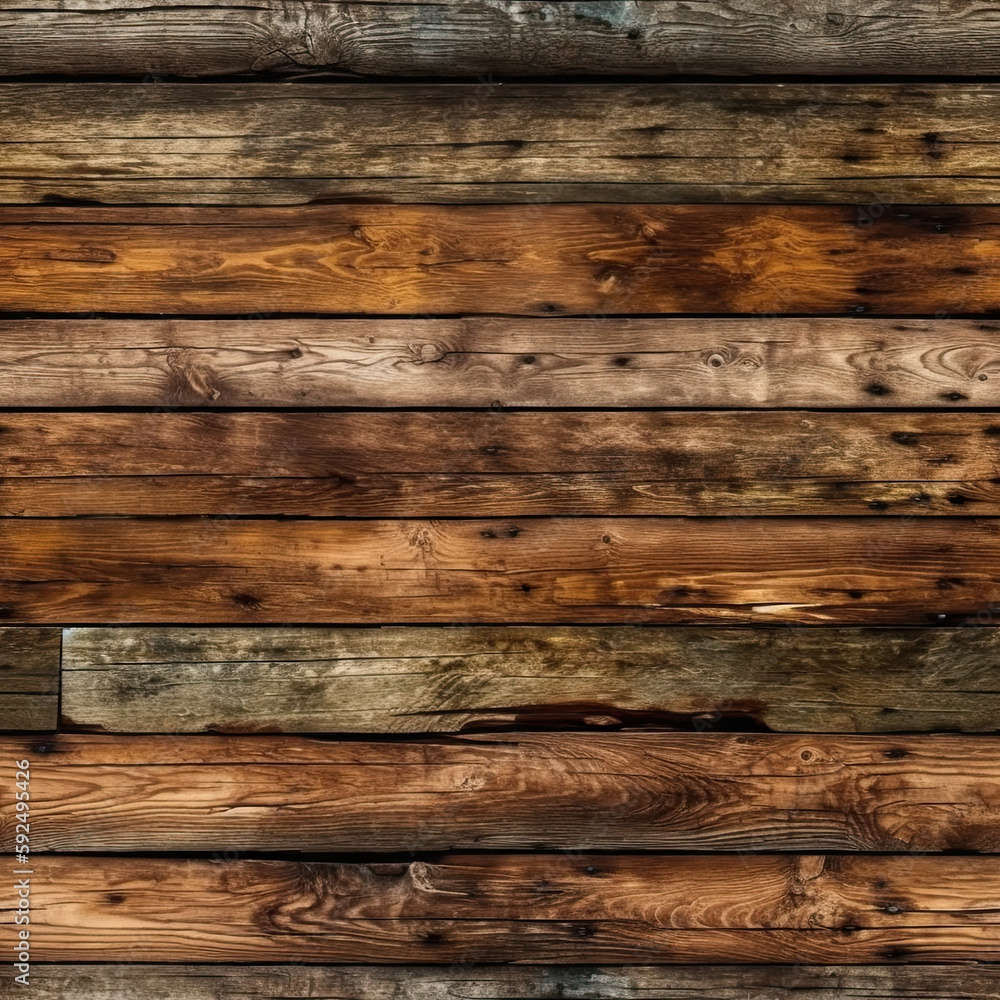 Fototapeta premium Seamless Wood Pattern, Boards, Rustic, Vintage. Pattern Fits Together Seamlessly. Generative AI