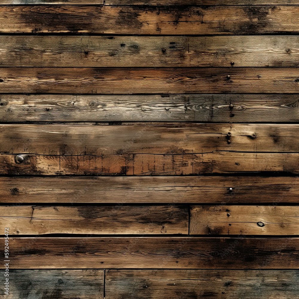Obraz premium Seamless Wood Pattern, Boards, Rustic, Vintage. Pattern Fits Together Seamlessly. Generative AI