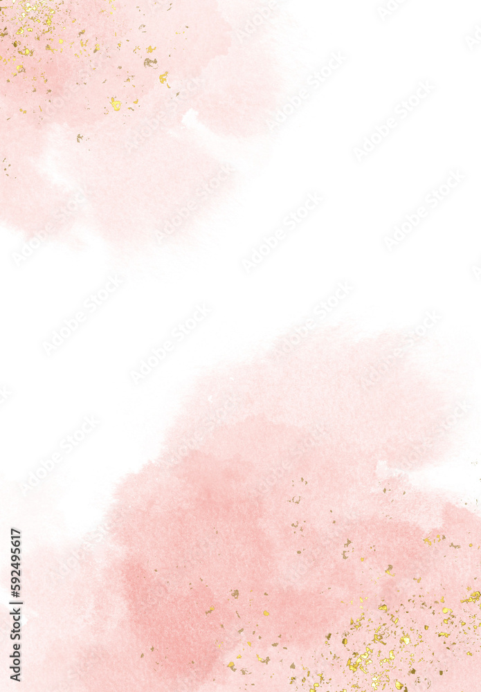 Modern abstract luxury wedding invitation designs or card templates for birthday greetings or invitations on valentines day with pink watercolor waves or fluid art in alcohol ink with gold.
