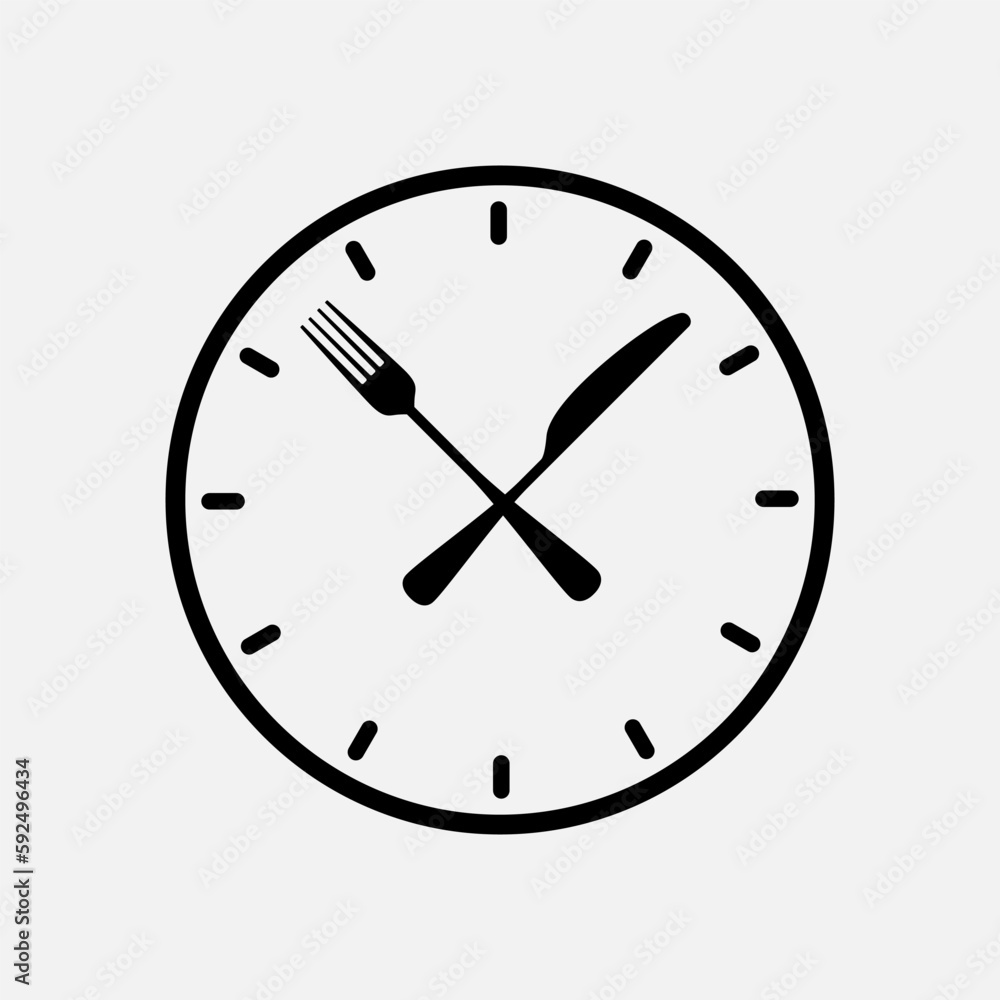 Lunch time icon. Restaurant logo template. Vector illustration isolated on white background Lunch time icon. Restaurant logo template. Vector illustration isolated on white background