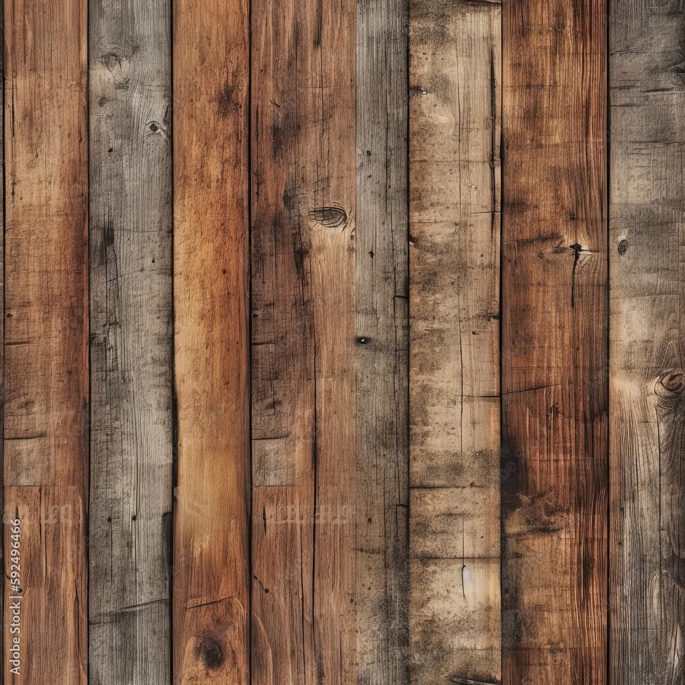Naklejka premium Seamless Wood Pattern, Boards, Rustic, Vintage. Pattern Fits Together Seamlessly. Generative AI