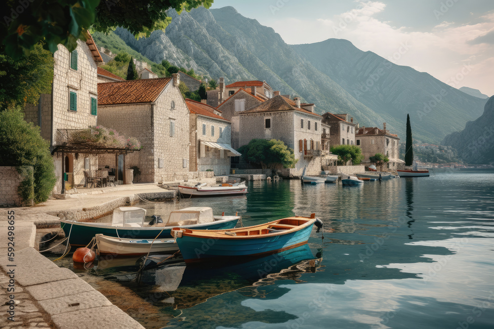 old town of kotor country created with Generative AI technology