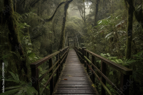 bridge in the forest created with Generative AI technology © Robert Herhold