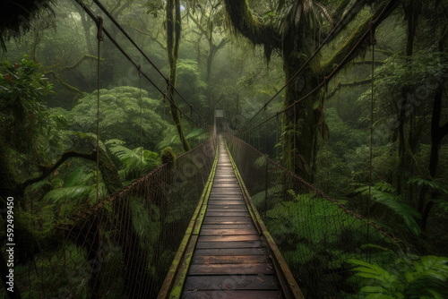 wooden bridge in the forest created with Generative AI technology © Robert Herhold