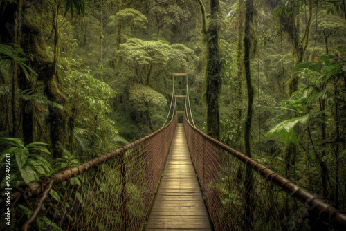 wooden bridge in the forest created with Generative AI technology © Robert Herhold