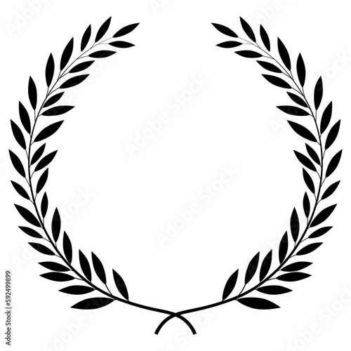 Winner of Black Wreath leaves ornament card icon on png transparent background, Vectors stock photo 02