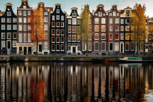 city canal houses at amsterdam Generative AI, Generativ, KI, © Robert Herhold