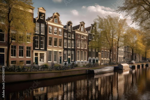 city canal houses at amsterdam Generative AI, Generativ, KI, 