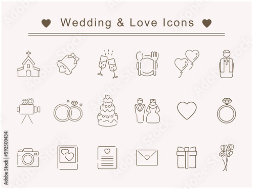 set of wedding and love icons