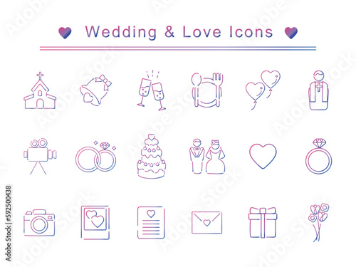 set of wedding and love icons
