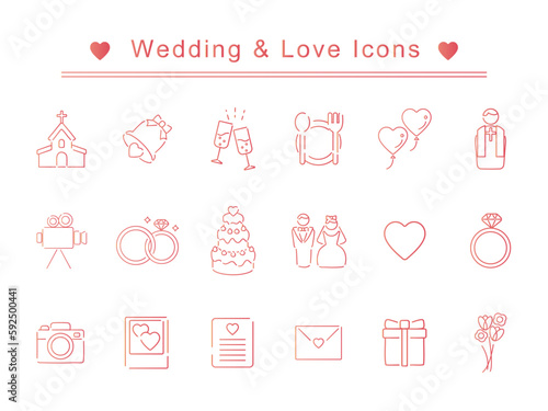 set of wedding and love icons 