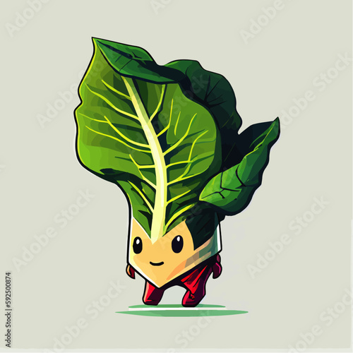 cute Chard vegetable character, cartoon, children book style, artistic, theme print design, for t-shirt print and case, Illustrator
