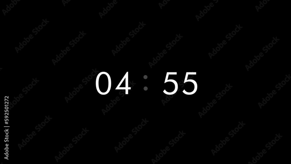 Modern Clock 5 Minute countdown animation Timer Countdown. Countdown 5