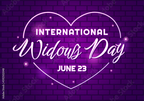 International Widows Day Vector Illustration on June 23 with Woman Mourns and Injustice Faced by Widow in Flat Cartoon Hand Drawn Templates