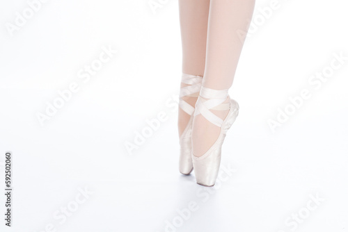 En Pointe CORRECT closeup Close up of young female ballet dancer showing various classic ballet feet positions pointe shoes