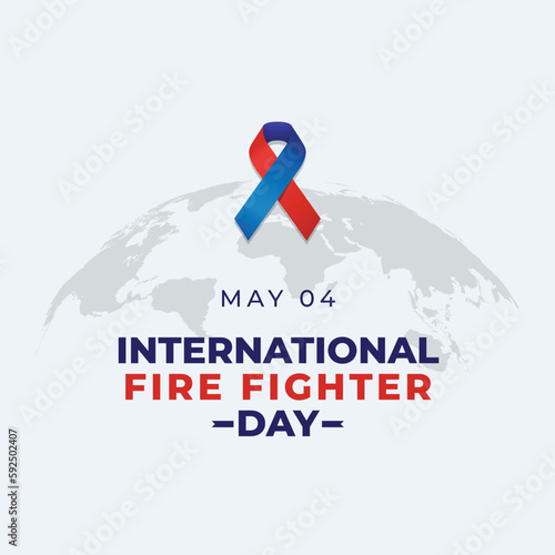 international firefighter day poster design template. firefighter blue and red ribbon celebration. fire fighter day ribbon vector design. 