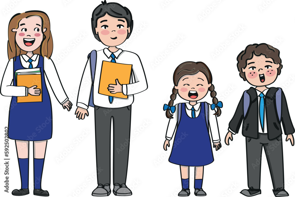 School students couple boy and girl preteens School students couple boy and girl preteens