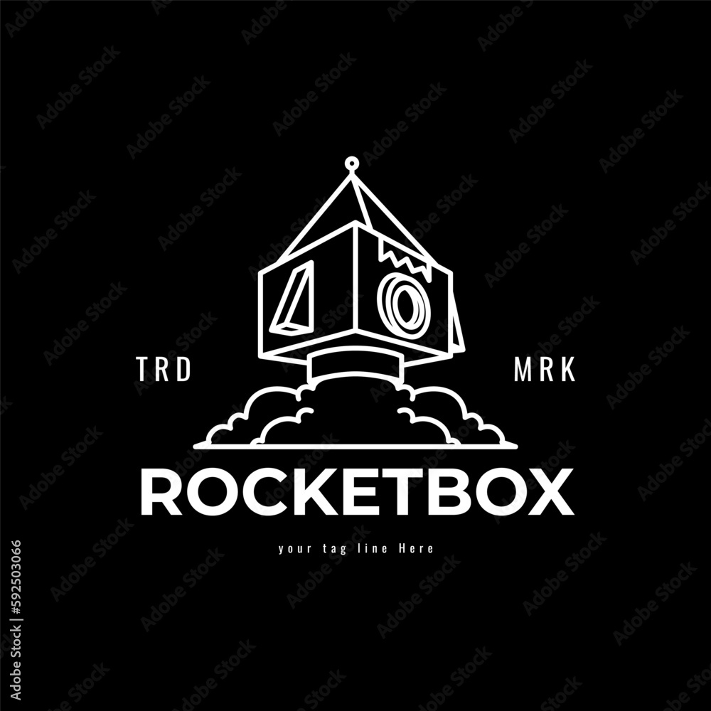 Rocket box with outline style for delivery logo design