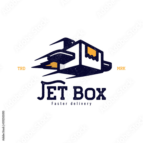 flying box for delivery vintage logo design