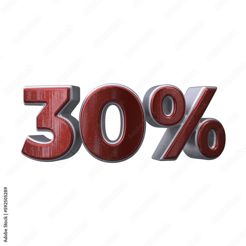 30 Percent 3D render transparent background 30 Percent 3D render transparent background