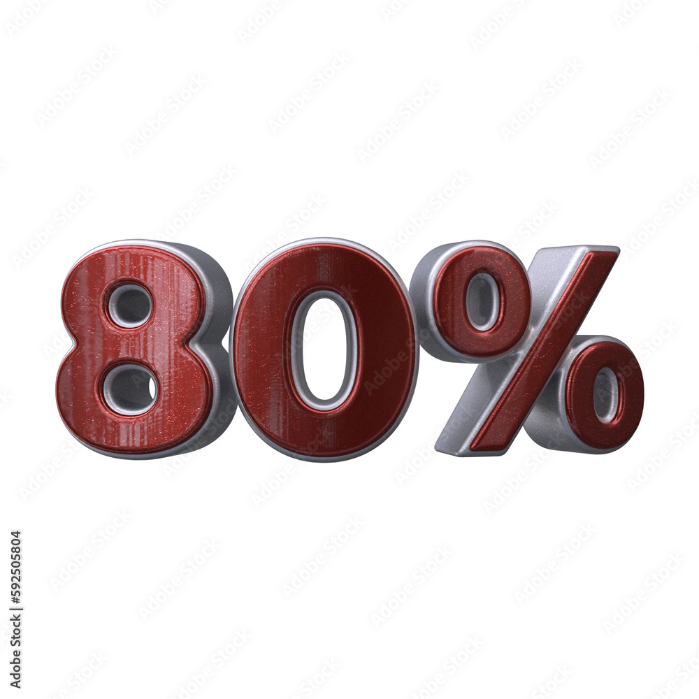 80 Percent 3D render transparent background 80 Percent 3D render transparent background