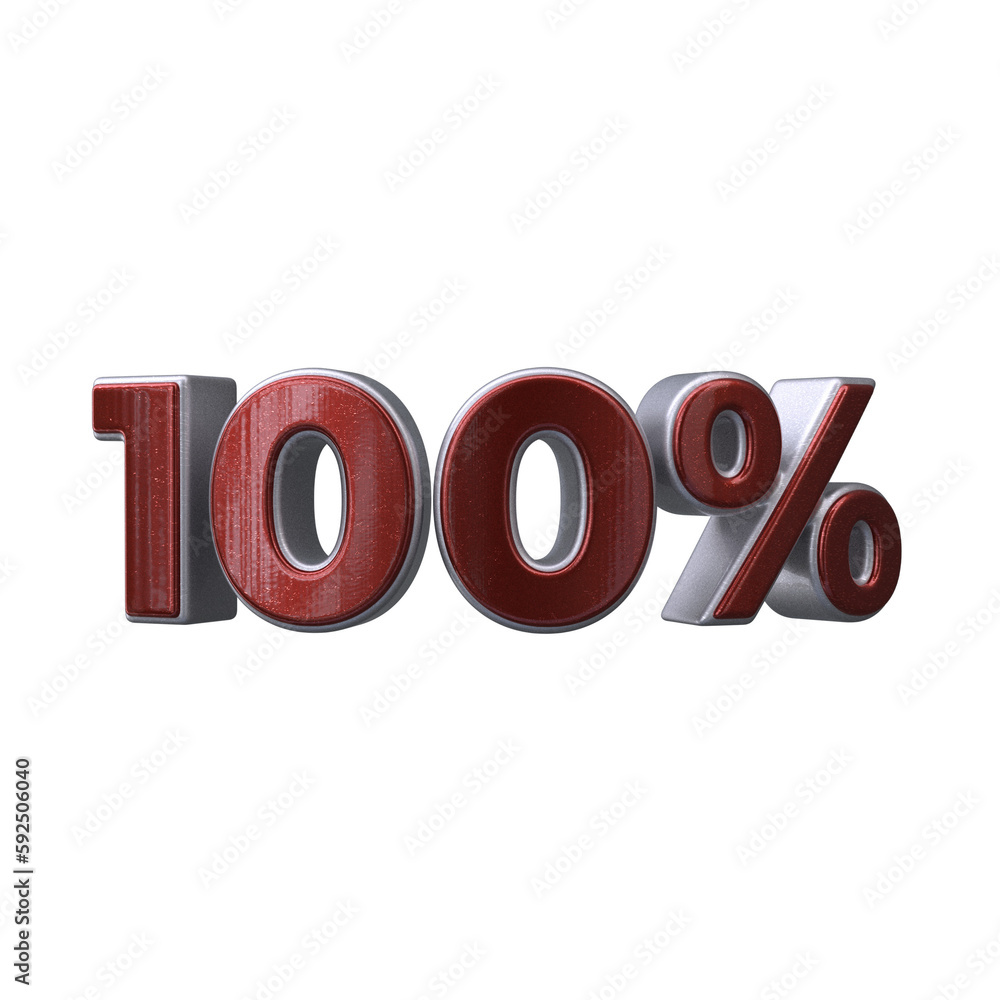 100 Percent 3D render transparent background