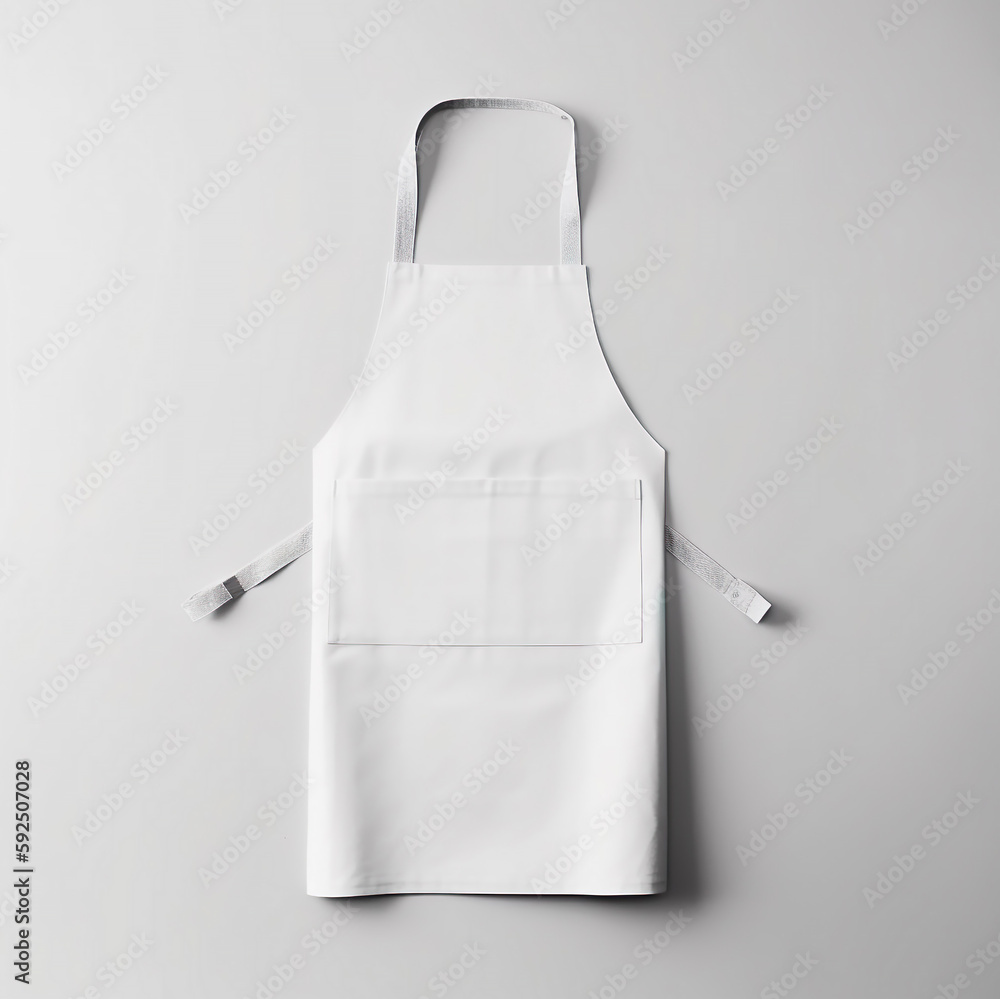 Mockup of a blank empty white apron hanging on a wall, for shop ...
