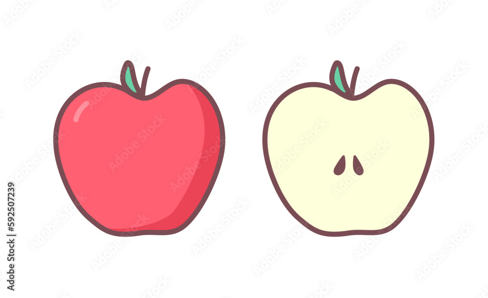 Apple doodle sketch illustration. Vector hand drawn outline fruit doodle icon. Watercolor effect Apple doodle sketch illustration. Vector hand drawn outline fruit doodle icon. Watercolor effect