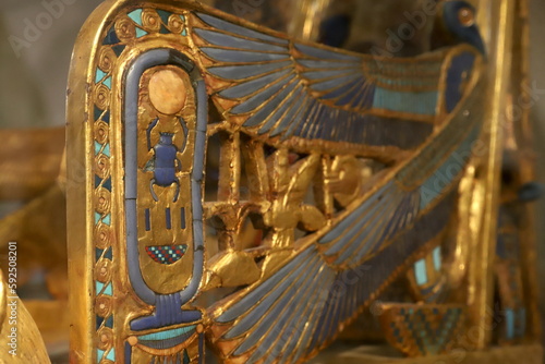 Golden Throne of Tutankhamun at The Egyptian Museum in Cairo, Egypt