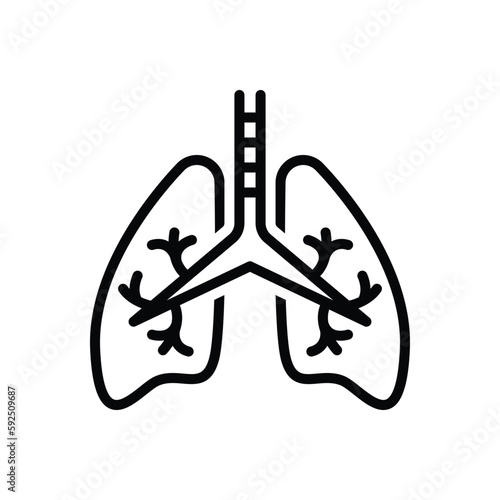 Black line icon for respiratory 