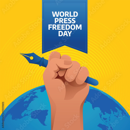 world press freedom day design template. world press freedom day vector illustration. press illustration with pen and globe. flat illustration.