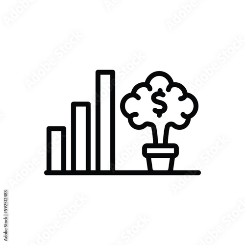 Black line icon for growing 