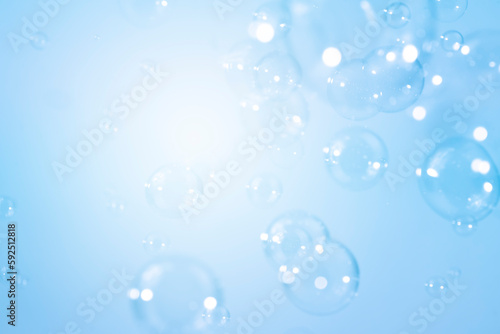 Beautiful Blurred Shiny Soap Bubbles. Abstract Background. Defocused White Space. Celebration Festive Backdrop. Fressness Soap Suds Bubbles Water  