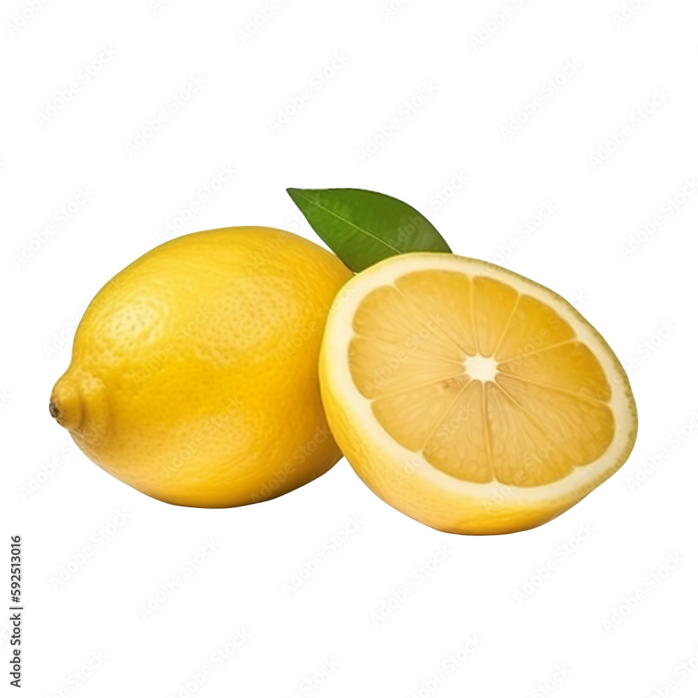 lemon on transparent background, Generative Ai
