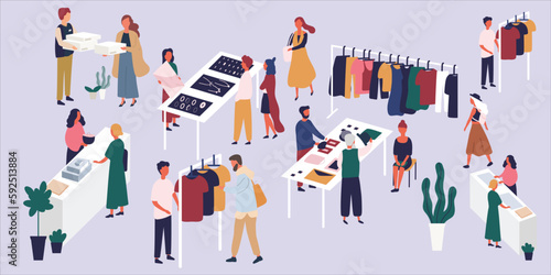 fashion shop  super sale  and people illustration