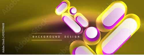 Neon circle abstract background. Template for wallpaper, banner, presentation, background