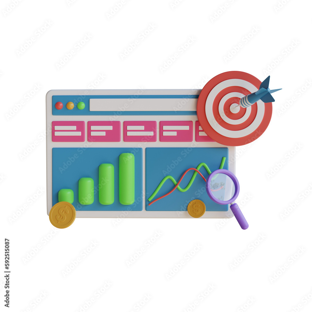 Obraz premium 3d illustration, Dashboard business of analytics optimization