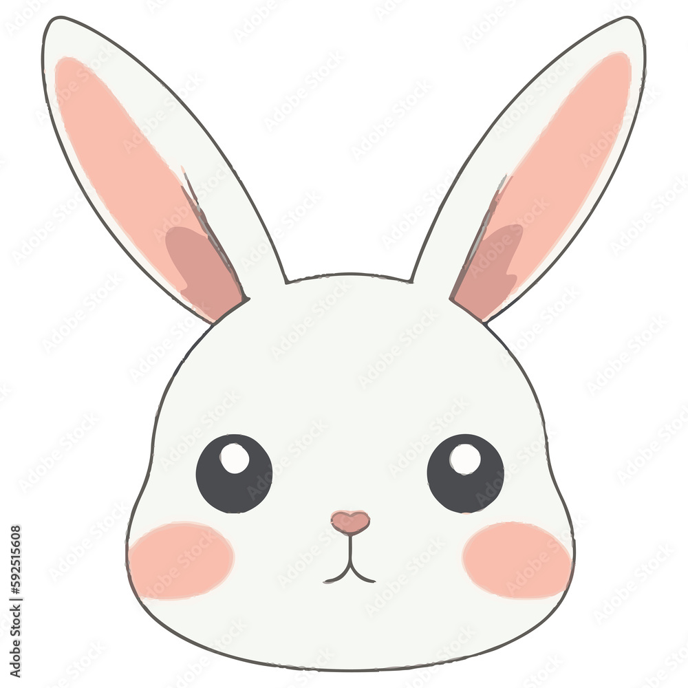 Cute Bunny Face Rabbit Cartoon Animation Character Vector Transparent PNG Generative AI