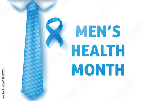 Men’s Health Month. Health education program. Blue ribbon. Medical concept. Care and health. Medical Health Awareness Campaign