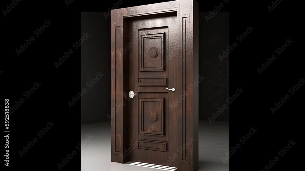 Modern wooden entrance door for the natural effect so you always come home warmly. Generative AI Technology Modern wooden entrance door for the natural effect so you always come home warmly. Generative AI Technology