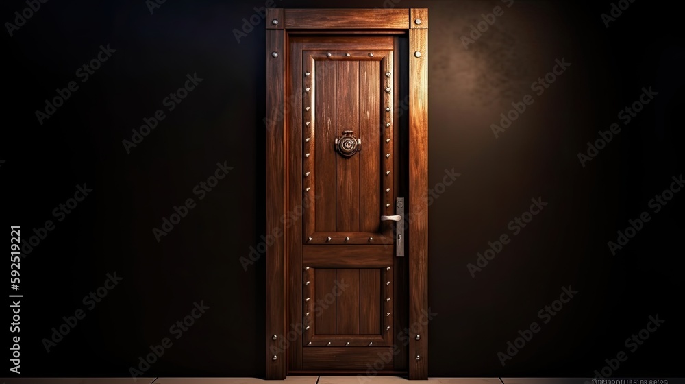 Modern wooden entrance door for the natural effect so you always come home warmly. Generative AI Technology Modern wooden entrance door for the natural effect so you always come home warmly. Generative AI Technology